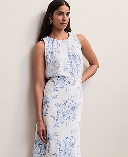 Ann Taylor Floral Shirred Tank Top