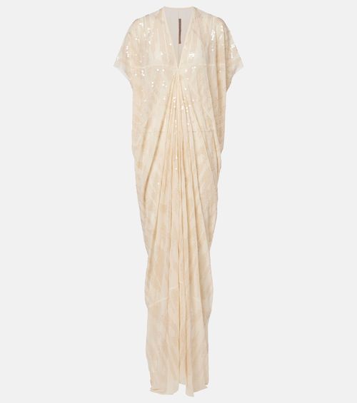 Lilies gathered sequined tulle gown