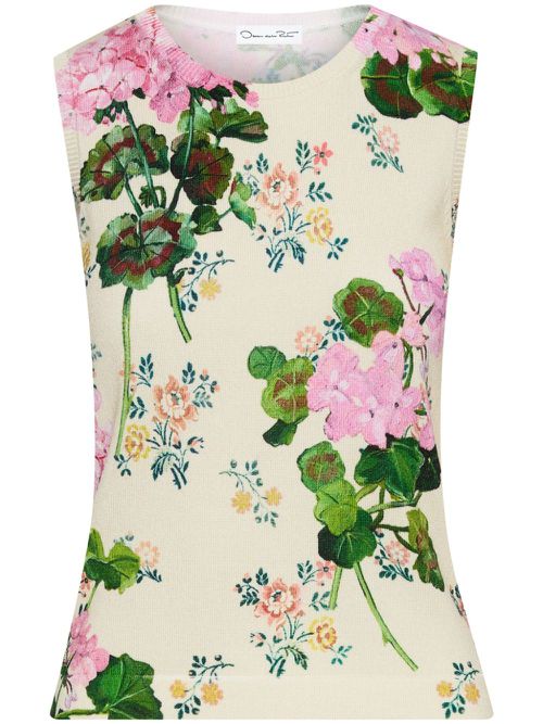 Geranium-print tank top - Neutrals