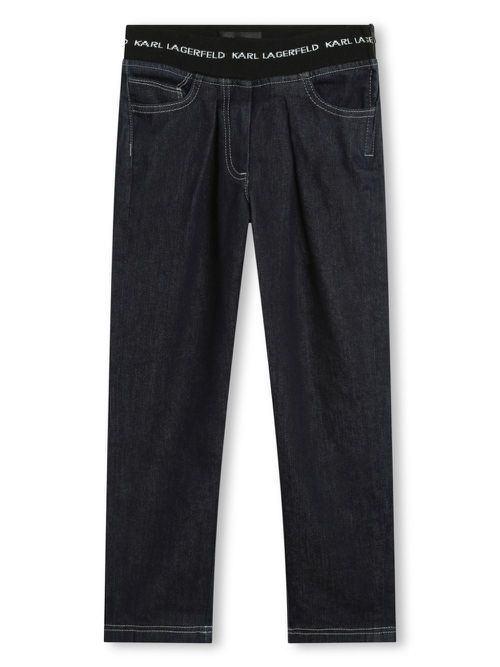 Logo-waistband straight-leg trousers - Black