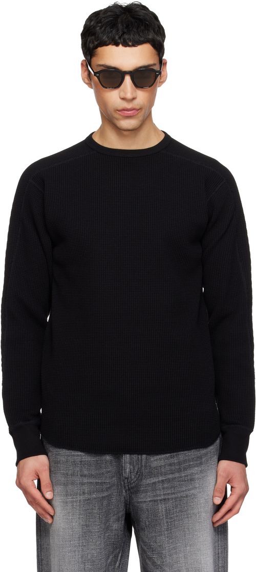 Black Crew Neck Thermal Sweatshirt