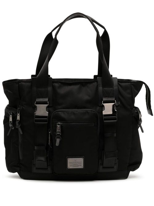 Multiple zip-fastening pockets tote bag - Black
