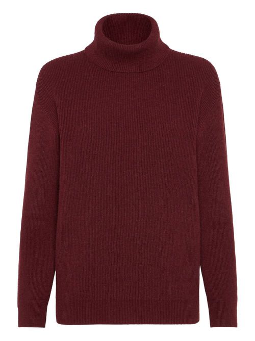 Ribbed turtleneck sweater - Red