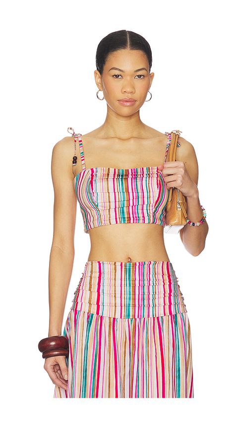 PEIXOTO Ezra Cropped Top in Pink,Tan. L. Also in S, XS
