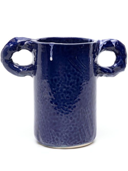 Studio paint-splatter ceramic vase - Blue