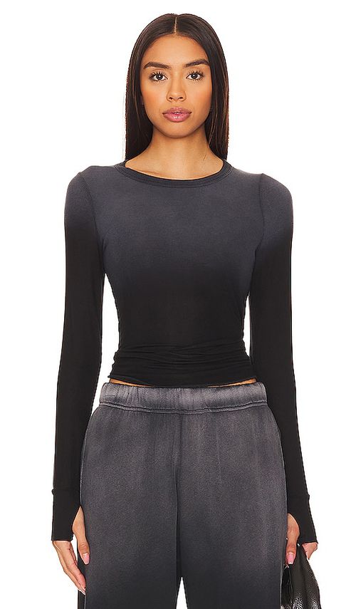 Michael Lauren LANGARMOBERTEIL IM OMBRÉ-LOOK MIT RIPPSTRUKTUR ALICK in Black. Größe XXL/2X. Also in L, M, S, XL/1X