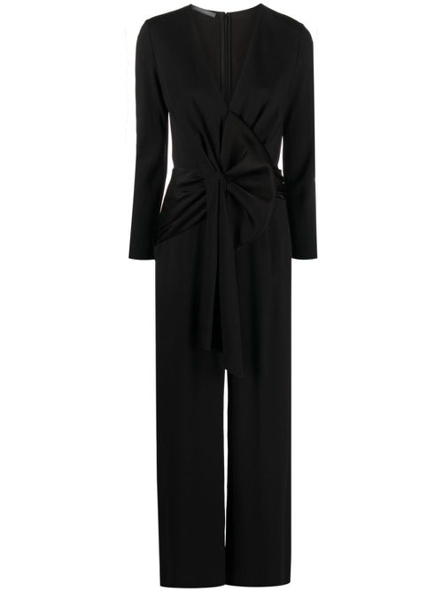 Enver draped satin jumpsuit - Black