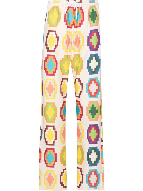 Cross-print track pants - White