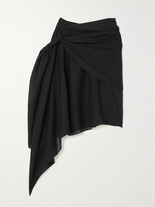 Asymmetric Draped Wool-blend Mini Skirt