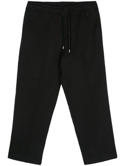 Elasticated-waist tapered trousers - Black