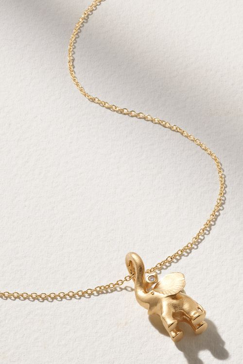 Elephant 18-karat Gold Diamond Necklace