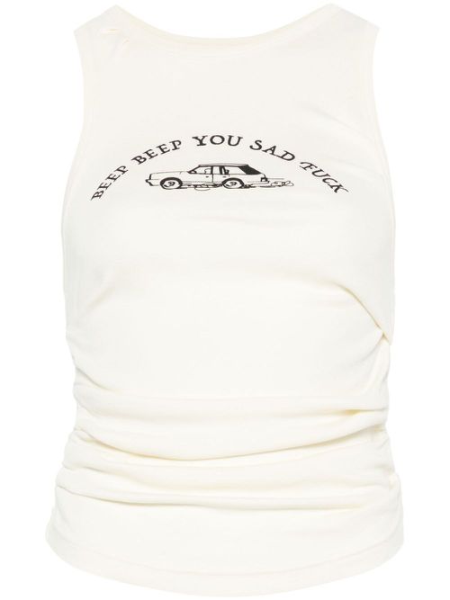 Ruched tank top - White