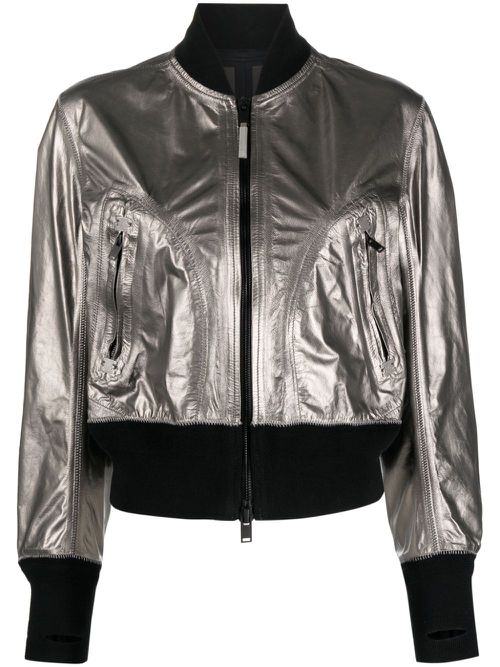 Metallic leather bomber jaclet - Silver