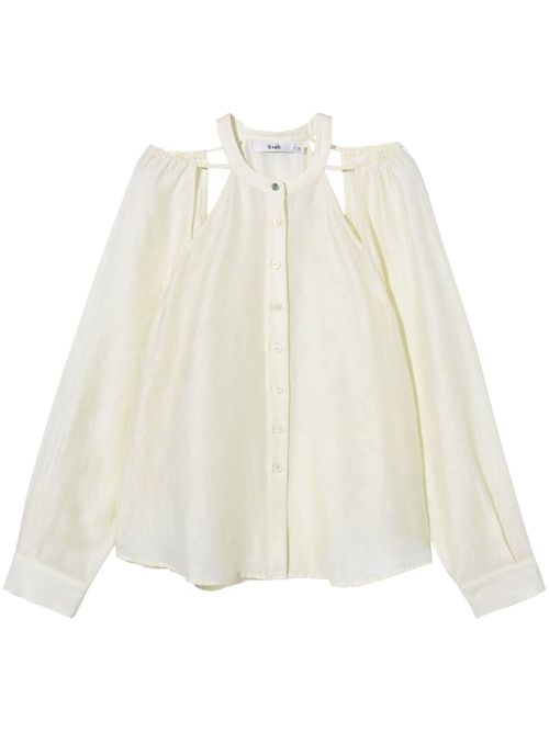 Cut-out collarless shirt - Neutrals