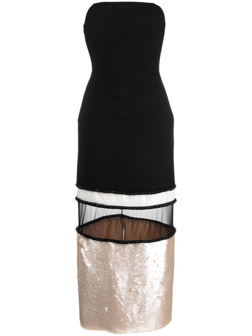 Sable sequin-embellished panelled midi dress - Black