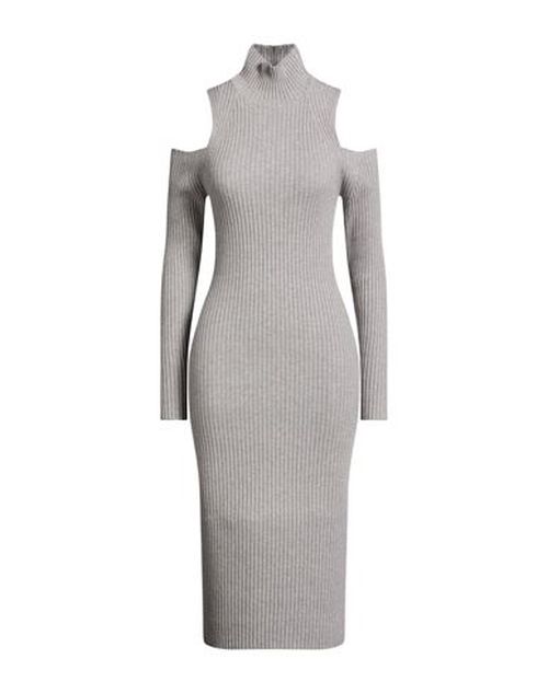 Woman Midi dress Grey Size 2 Virgin Wool, Silk, Viscose, Cashmere, Polyester