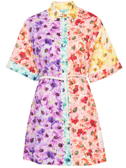 Floral-print shirt dress - Pink