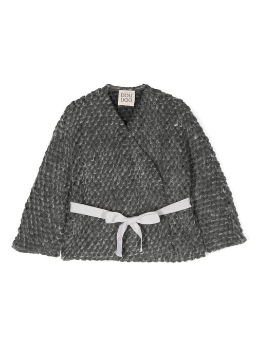 Brushed-effect belted cardigan - Grey
