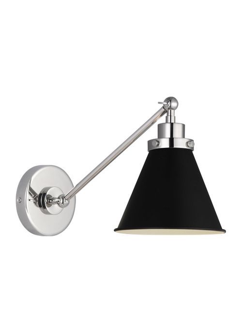 Visual Comfort Studio Wellfleet Wall Sconce in Midnight Black And Polished Nickel by Chapman & Myer