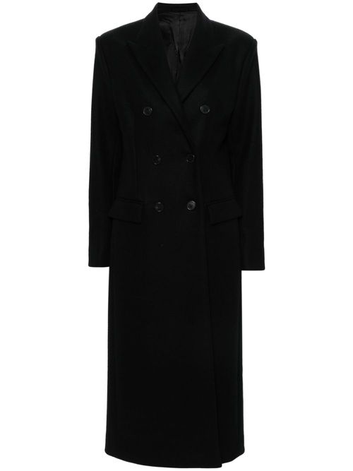 Double-breasted wool coat - Black