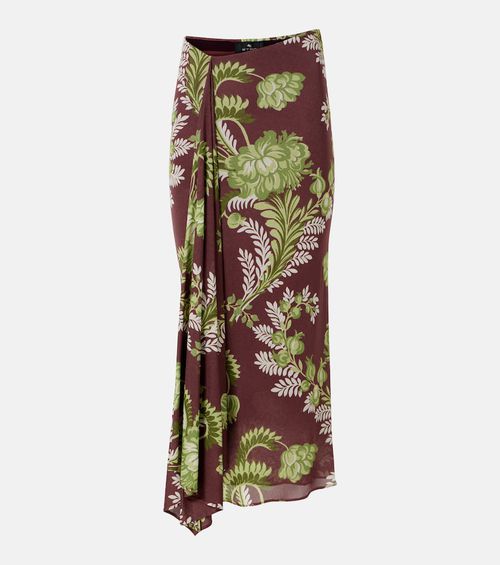 Floral draped midi skirt