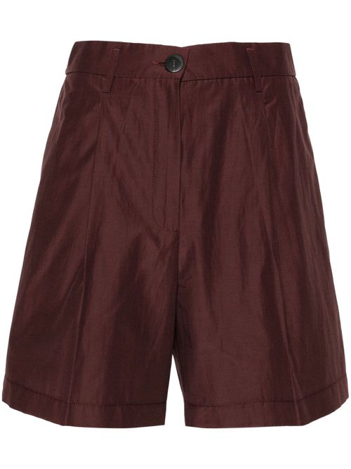 Pleat-detailing high-waisted shorts - Brown