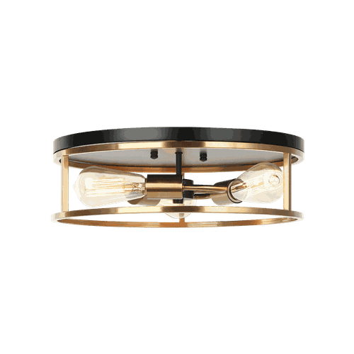 Black & Aged Gold Brass Three Light Ceiling Mount from the Clarke Collection