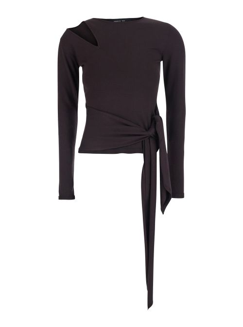Cutout Viscose Blouse — Brown