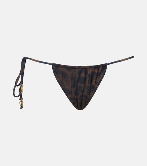 Beaded printed bikini bottoms
