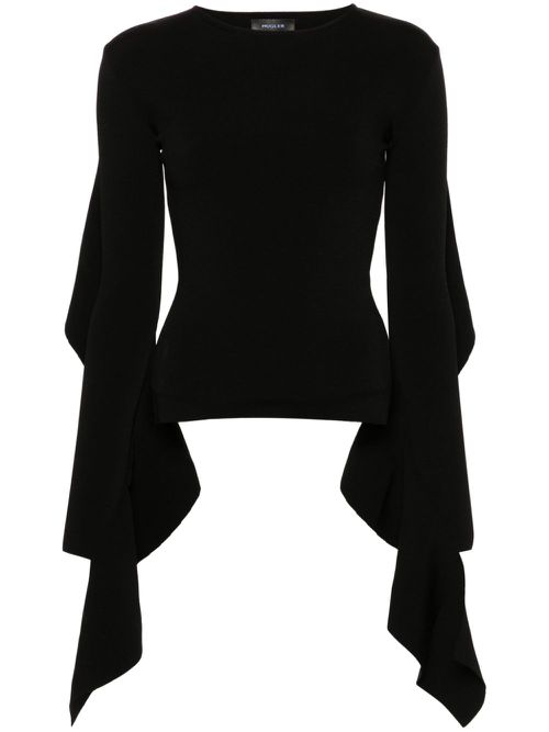 Asymmetric-design knitted top - Black