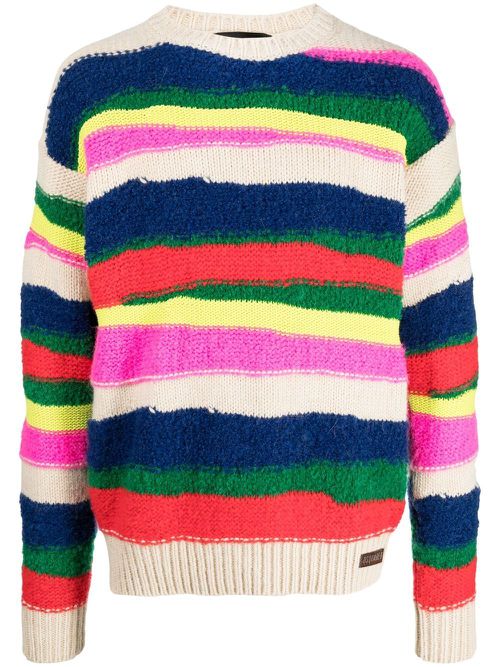 Striped crew neck jumper - Neutrals