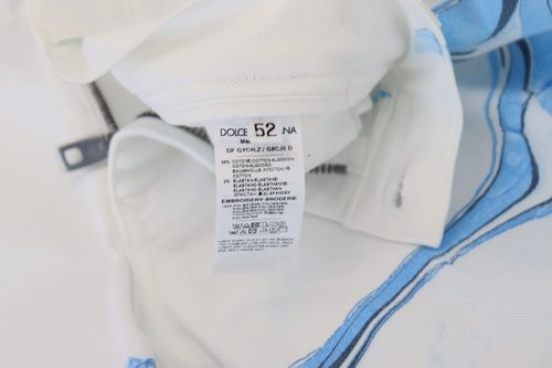 White & Blue Denim Stretch Jeans — White