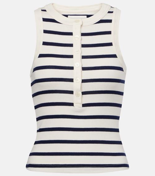 Caralyn striped cotton-blend tank top