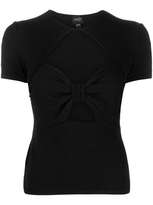 Cut-out short-sleeve top - Black
