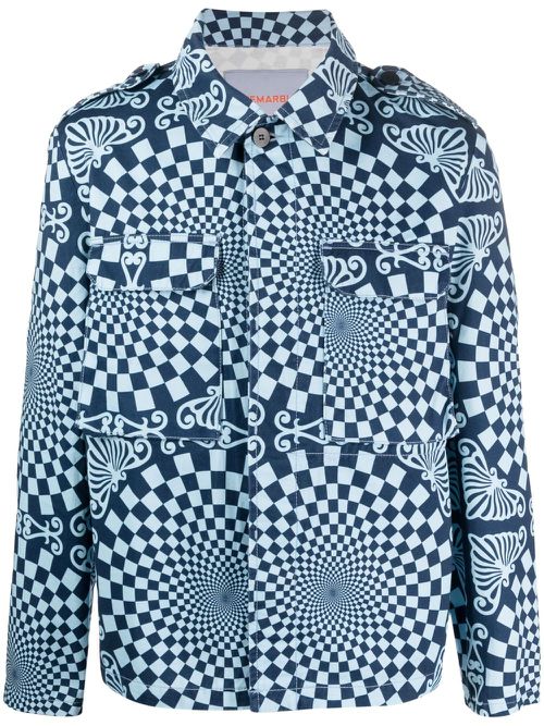 Geometric-pattern cotton shirt