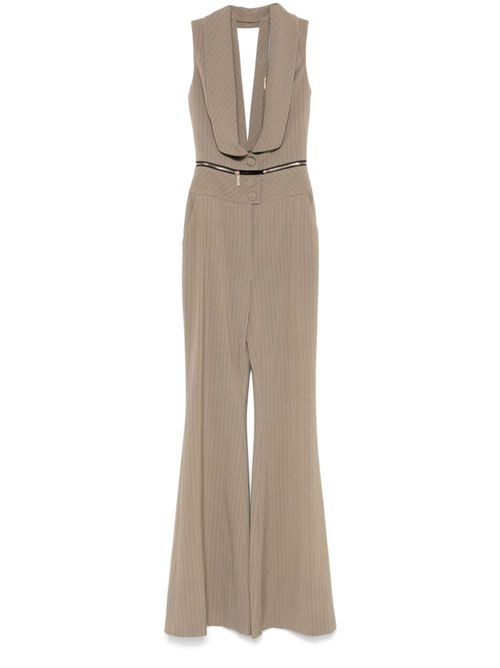 Striped zipped jumpsuit - Green