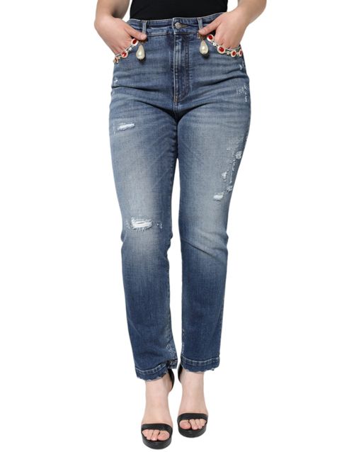 Distressed Skinny Jeans — Blue