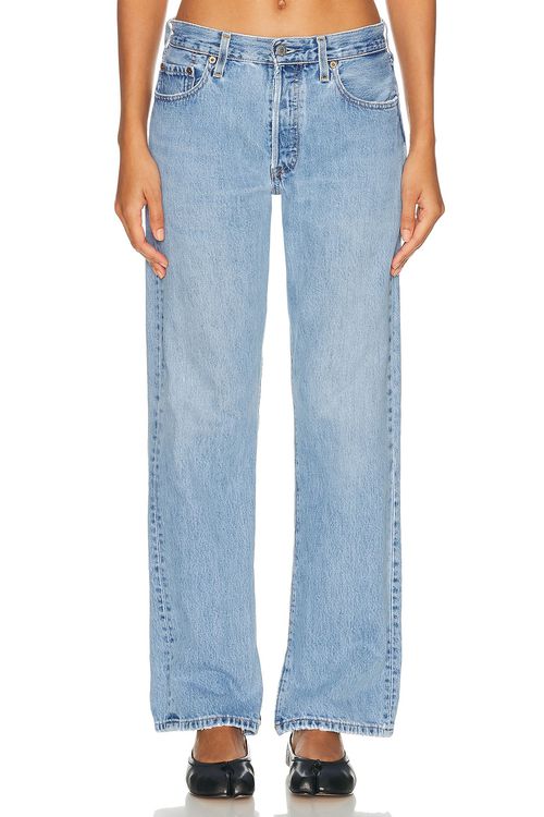 Aligrace Relaxed Split Jeans in Light Medium - Blue. 34 also , 27