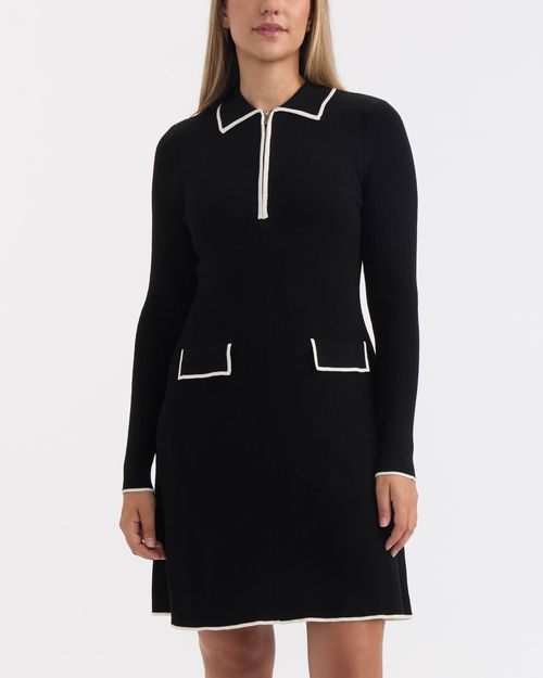 Women's Long Sleeve Zip Placket Dress