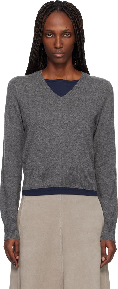 Gray Boston V-Neck Sweater