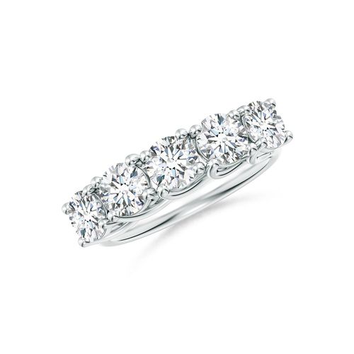 Angara 2.0 Carats Half Eternity Five Stone Diamond Wedding Band in Platinum