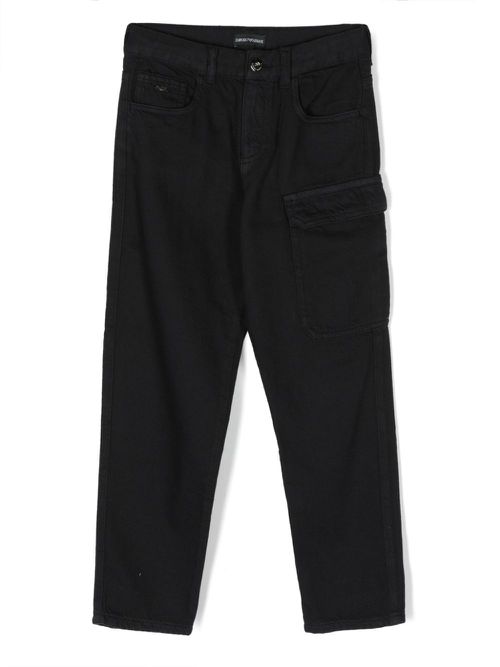 Tapered-leg cotton trousers - Blue