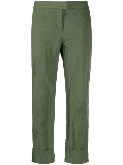 Concealed front-fastening trousers - Green