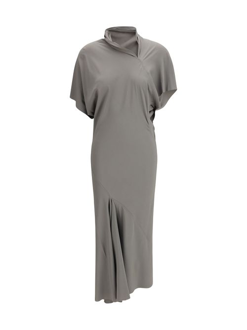 Asymmetric Acetate-Silk Dress — Gray