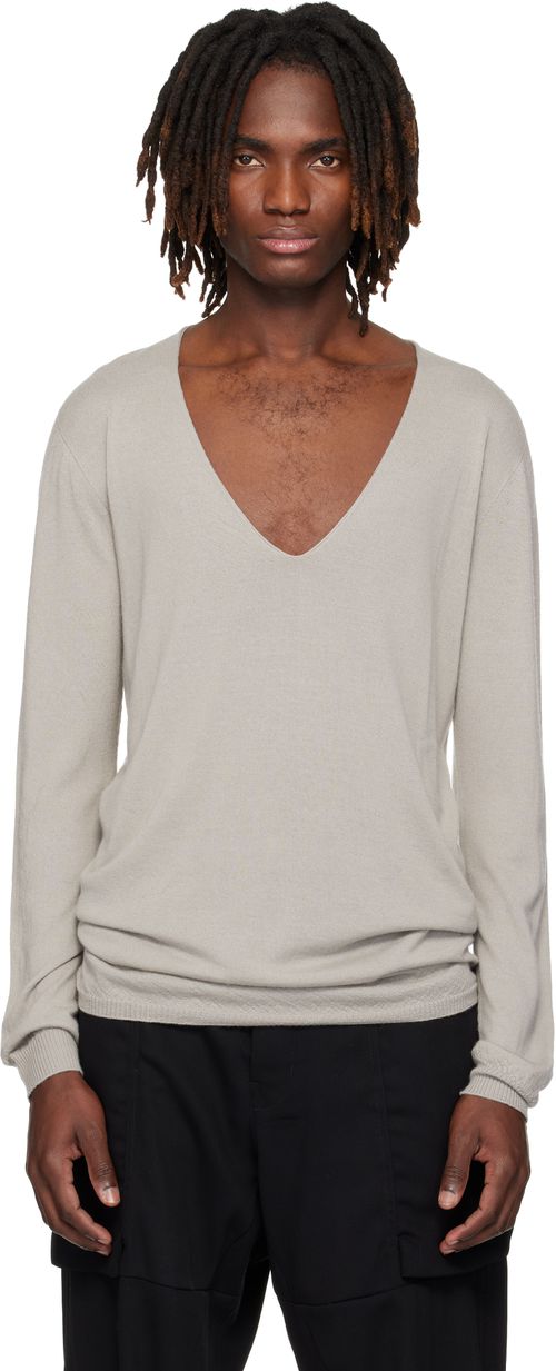 Off-White Temple Oversize Extreme V Neck Sweater