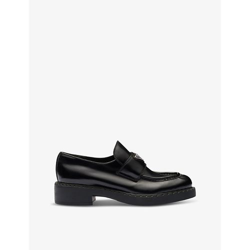 PRADA - Linea Rossa Engraved Logo Buckle Loafers $850 Prada Black Leather Logo Buckle Linea Rossa Loafer UK 9  main image 4