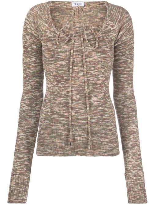 Tie-front knitted top - Brown