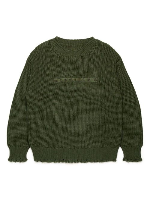 Logo-embroidered ribbed-knit jumper - Green