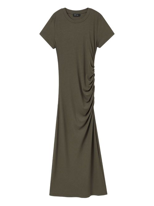 Ruched T-shirt dress - Brown
