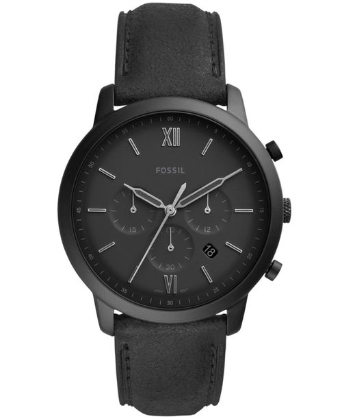 Men's Neutra Chronograph Black Leather Strap Watch 44mm - Black